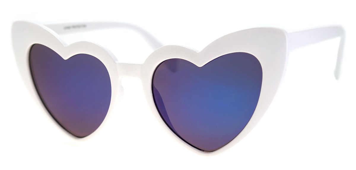 Wholehearted Sunglasses, White/Blue Mirror