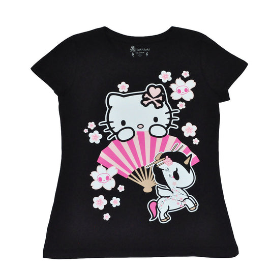 tokidoki - Hello Sakura Women's Tee, Black - The Giant Peach