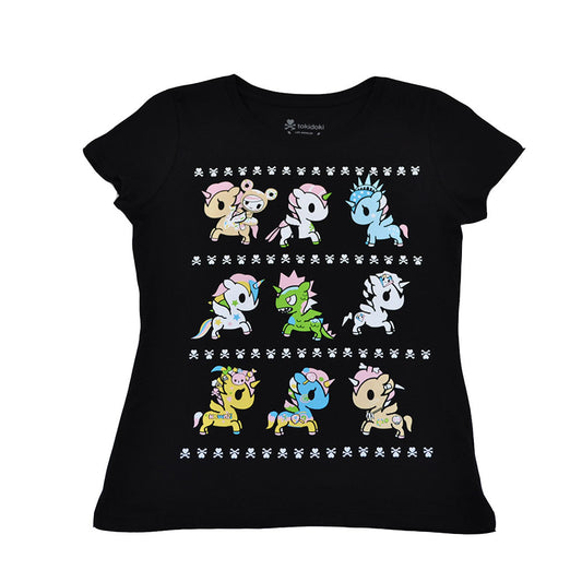 tokidoki - High Five Unicornos Women's Tee, Black - The Giant Peach