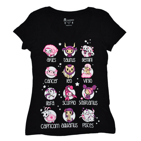tokidoki - Toki Horoscope Women's V-Neck Tee, Black - The Giant Peach
