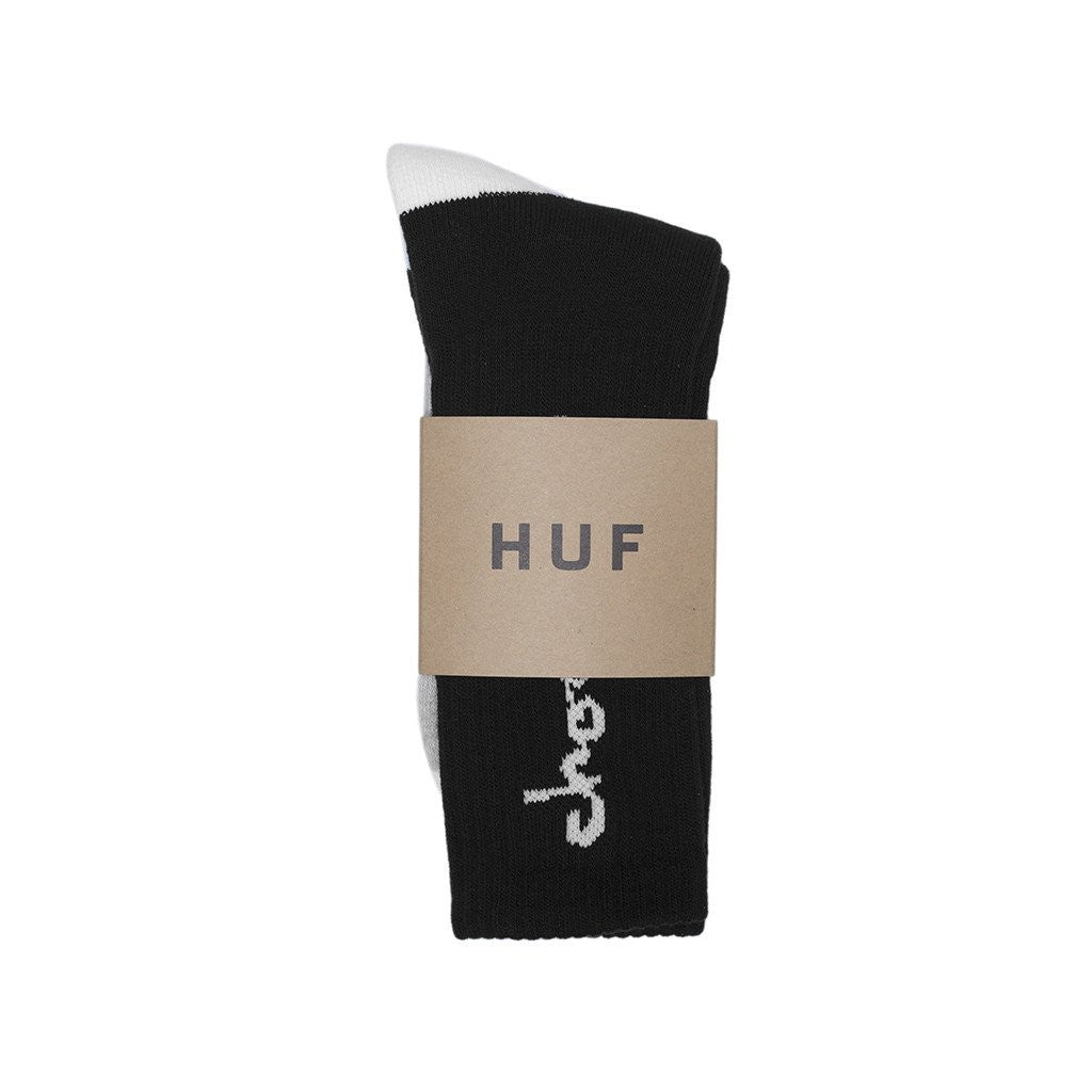 HUF x  Chocolate Crew Socks, Black - The Giant Peach