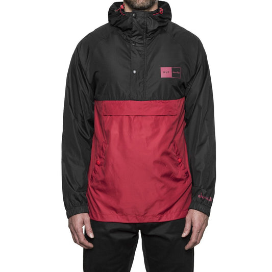 HUF x Chocolate Packable Men's Anorak, Black/Red - The Giant Peach