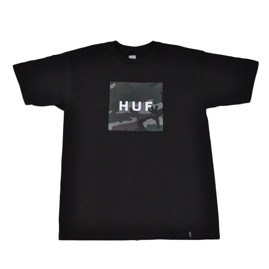 HUF - Muted Military Box Logo Men's Tee, Black - The Giant Peach