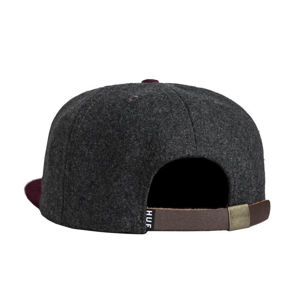 HUF - Wool Classic H Strapback Hat, Charcoal/Wine - The Giant Peach