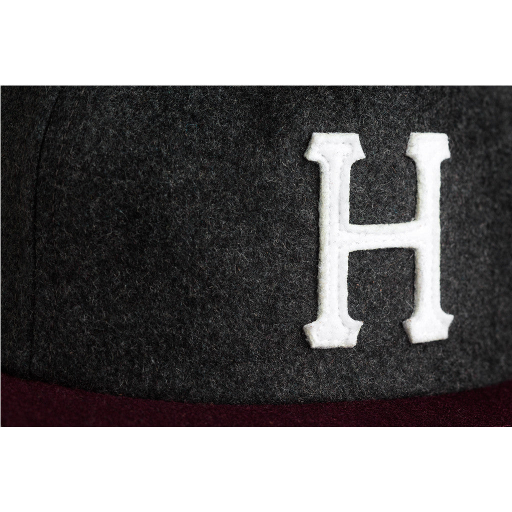 HUF - Wool Classic H Strapback Hat, Charcoal/Wine - The Giant Peach