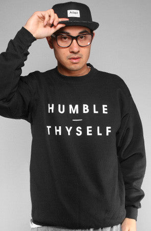 Adapt - Humble Thyself Men's Crewneck Sweatshirt, Black - The Giant Peach