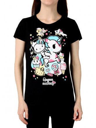 tokidoki  x Hello Kitty Milk And Sugar Women's Tee, Black - The Giant Peach