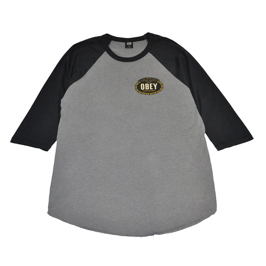 OBEY - Imperial Glory Eagle Men's Raglan, Charcoal/Black - The Giant Peach