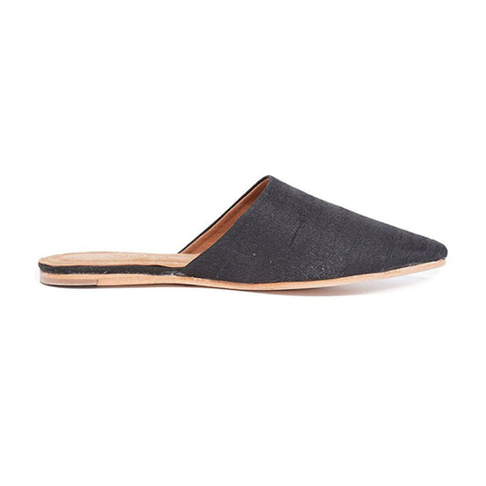 Jeffrey Campbell - Doshi Flat Mules, Black Silk - The Giant Peach