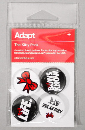 Adapt x Ashley Vee - The Kitty Pack Pin Pack, Black White & Red - The Giant Peach