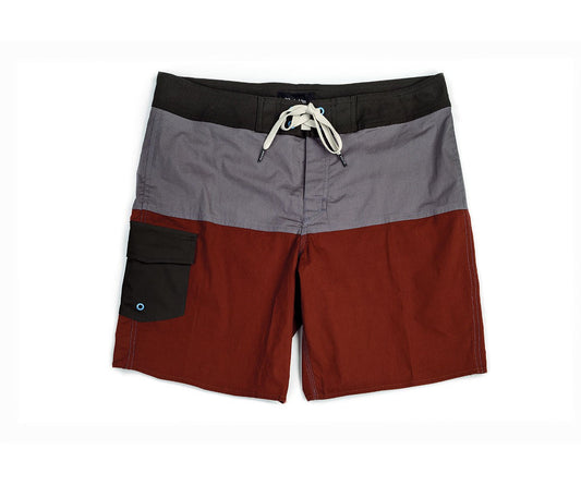 Brixton -  Leeward Men's Trunks, Charcoal/Burgundy - The Giant Peach