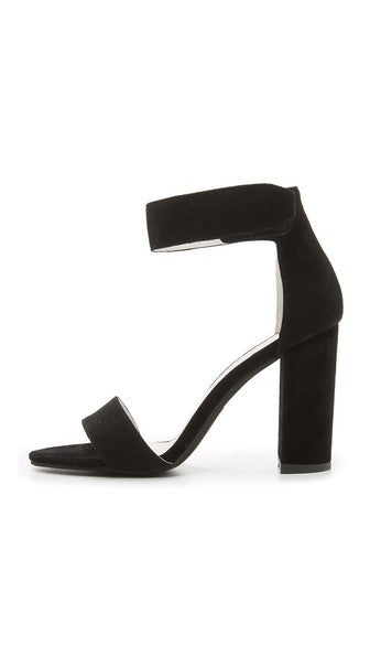 Jeffrey Campbell - Lindsay Ankle Strap Sandal, Black Suede - The Giant Peach
