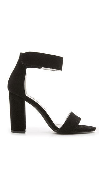 Jeffrey Campbell - Lindsay Ankle Strap Sandal, Black Suede - The Giant Peach