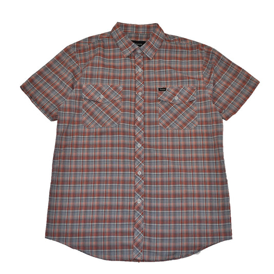 Brixton - Memphis Men's S/S Woven Shirt, Rust Plaid - The Giant Peach