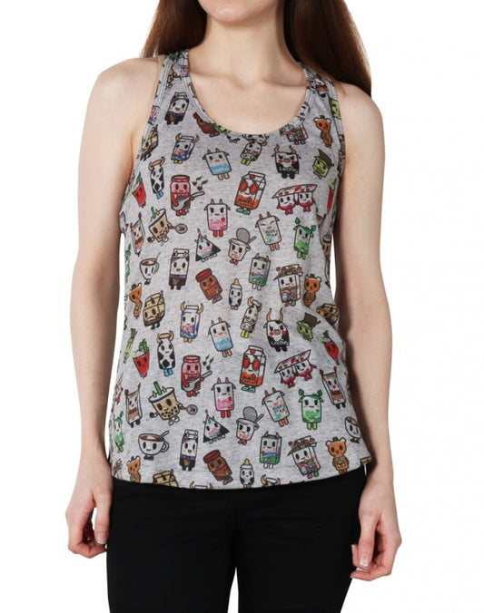 tokidoki -  Moofia Breakfast Women's Tank Top, Light Heather Grey - The Giant Peach
