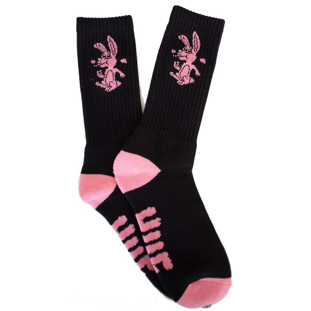 HUF x Todd Francis - Munchie Bunny Socks, Black/Pink - The Giant Peach