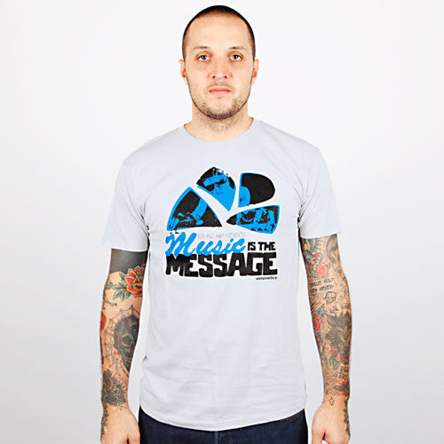 101 Apparel - Kon & Amir "Music Is The Message" Men's Shirt, Silver - The Giant Peach