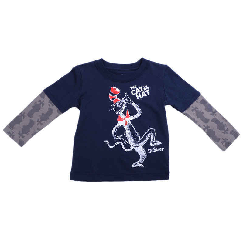 Dr. Seuss - Cat in the Hat L/S Infant's Shirt, Navy Multi - The Giant Peach