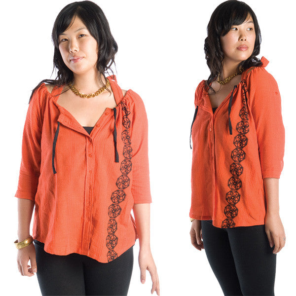 Nicacelly - Bobbin' Women's Top, Persimmon - The Giant Peach