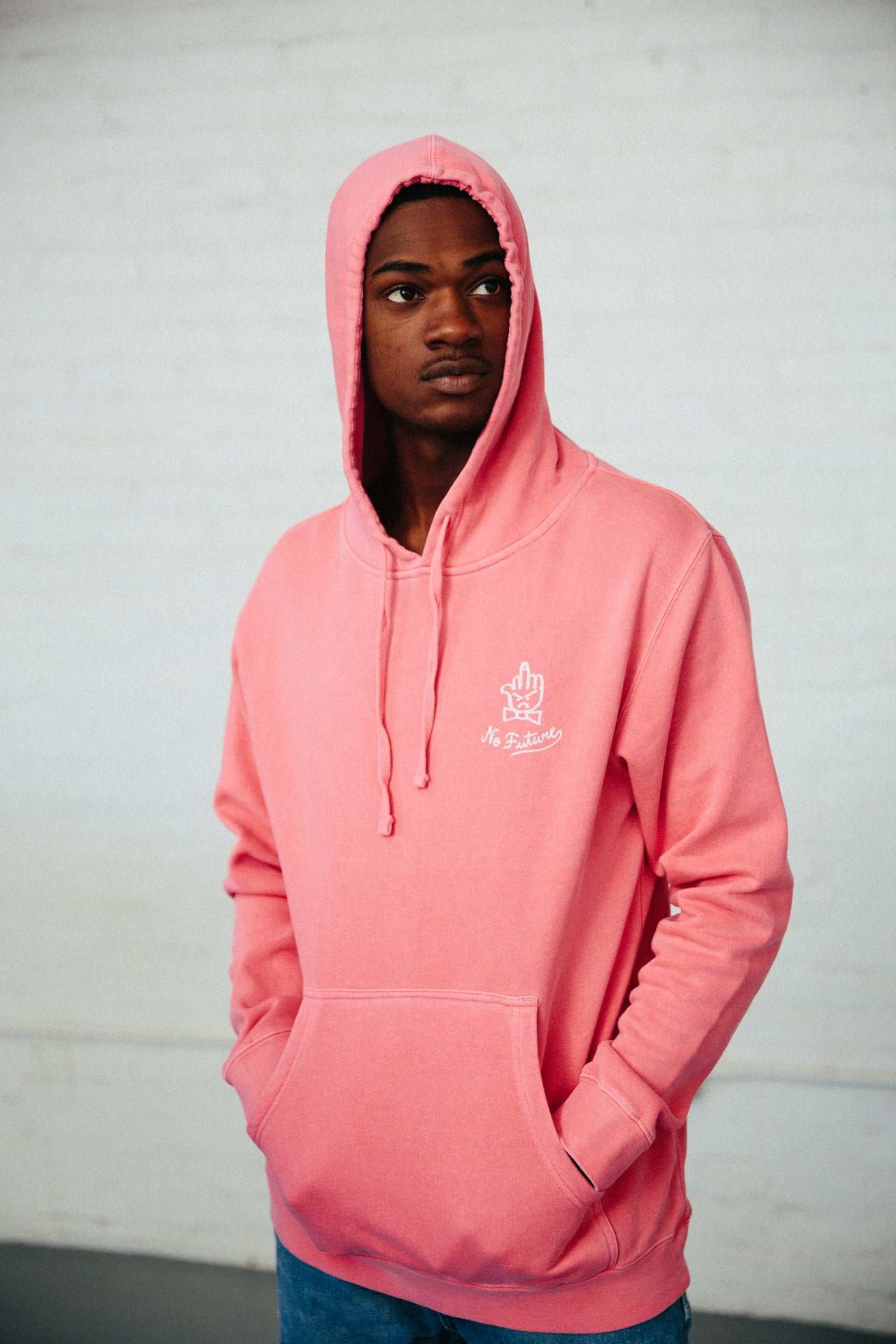 The Quiet Life - No Future Pigment Dyed Men's Hoodie, Pink - The Giant Peach