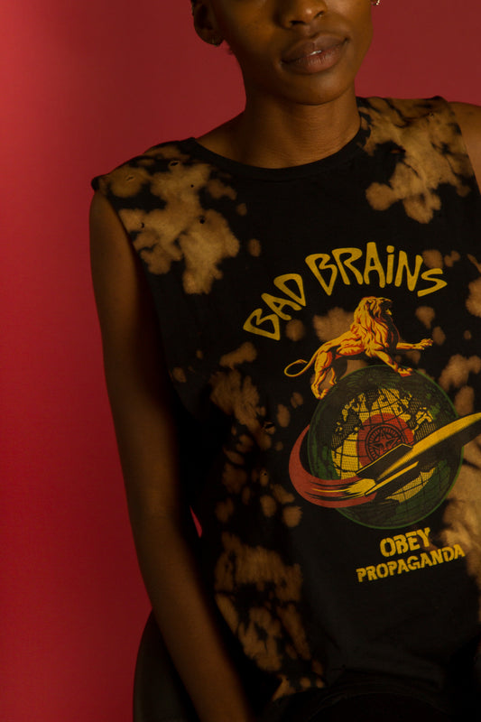 OBEY - Bad Brains Rocket Women's Moto Tank, Bleach Spill - The Giant Peach