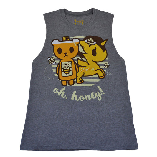 tokidoki - Oh Honey Women's Tank Top, Light Heather Grey - The Giant Peach
