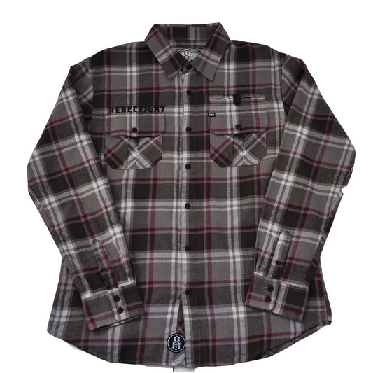 REBEL8 - Chapter Men's Flannel Shirt, Grey - The Giant Peach