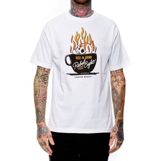 REBEL8 - Rise N Grind Men's Shirt, White - The Giant Peach