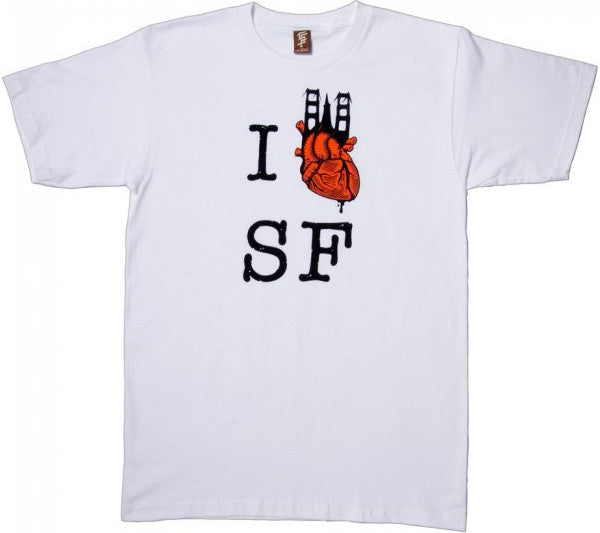 SuperFishal - I Heart SF 2 Men's Shirt, White - The Giant Peach