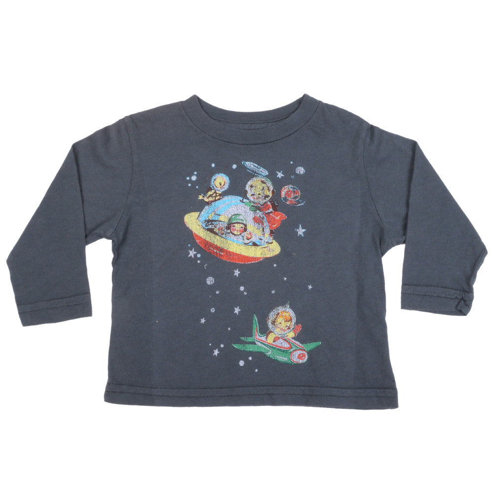 made U look - Space Infant & Toddler L/S Tee, Charcoal Gray - The Giant Peach