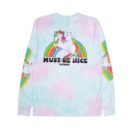 RIPNDIP - My Little Nerm Men's L/S Tee, Cotton Candy Tie Dye