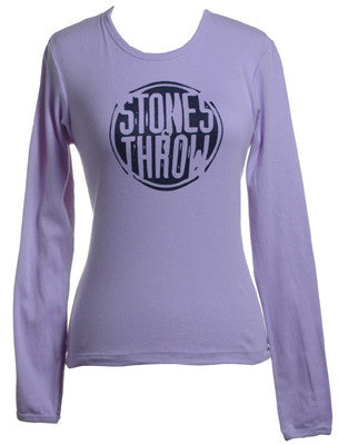 Stones Throw - Women's Distressed Crew Long-Sleeve Shirt, Lavender - The Giant Peach