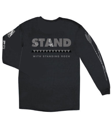 Akomplice - Stand With Standing Rock Men's Crewneck Sweatshirt, Black - The Giant Peach