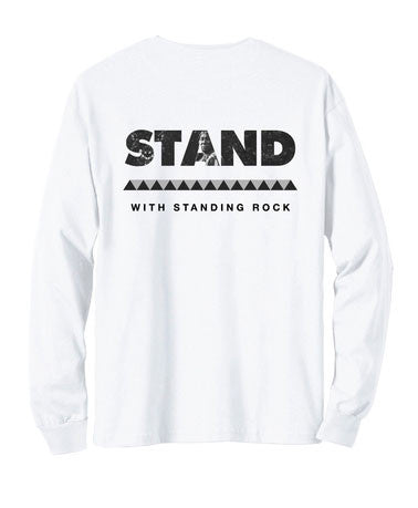Akomplice - Stand With Standing Rock Men's L/S Tee, White - The Giant Peach