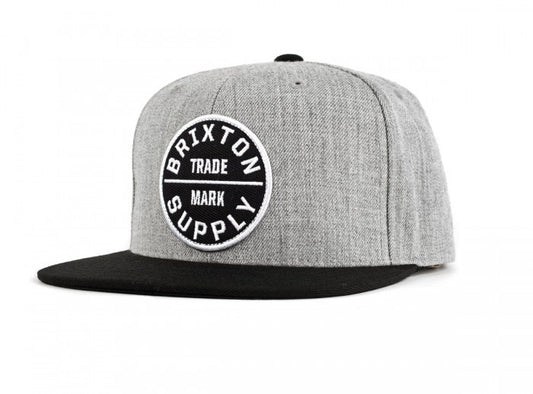Brixton - Oath III Men's Snapback Hat, Light Heather Grey/Black - The Giant Peach