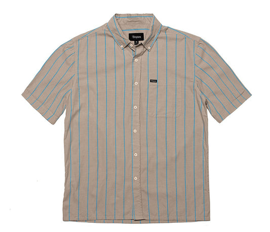 Brixton - Cadet Men's S/S Shirt, Grey/Blue - The Giant Peach