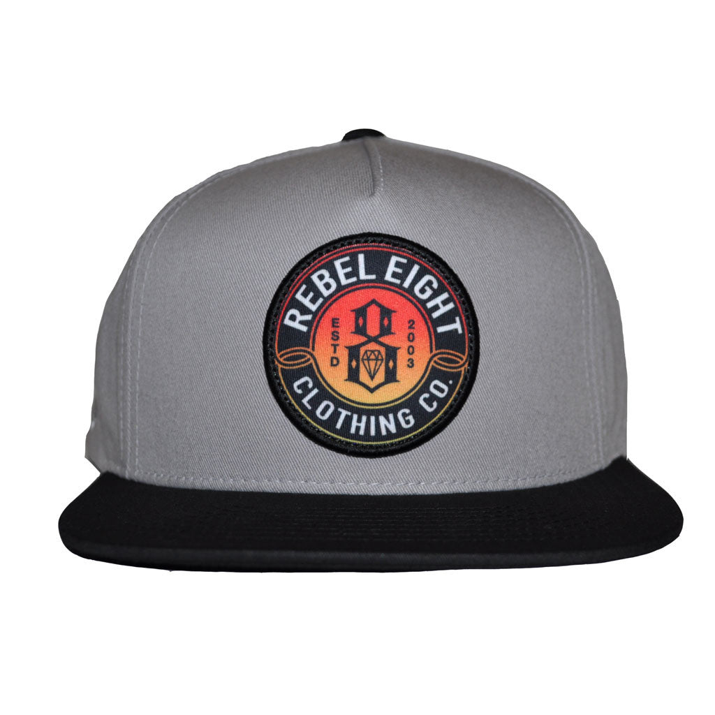 REBEL8 - Sun Burnt Snapback Hat, Grey - The Giant Peach