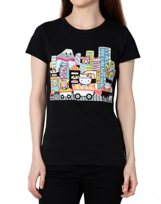 tokidoki x Hello Kitty - Sushi Car Kitty Women's Tee, Black - The Giant Peach