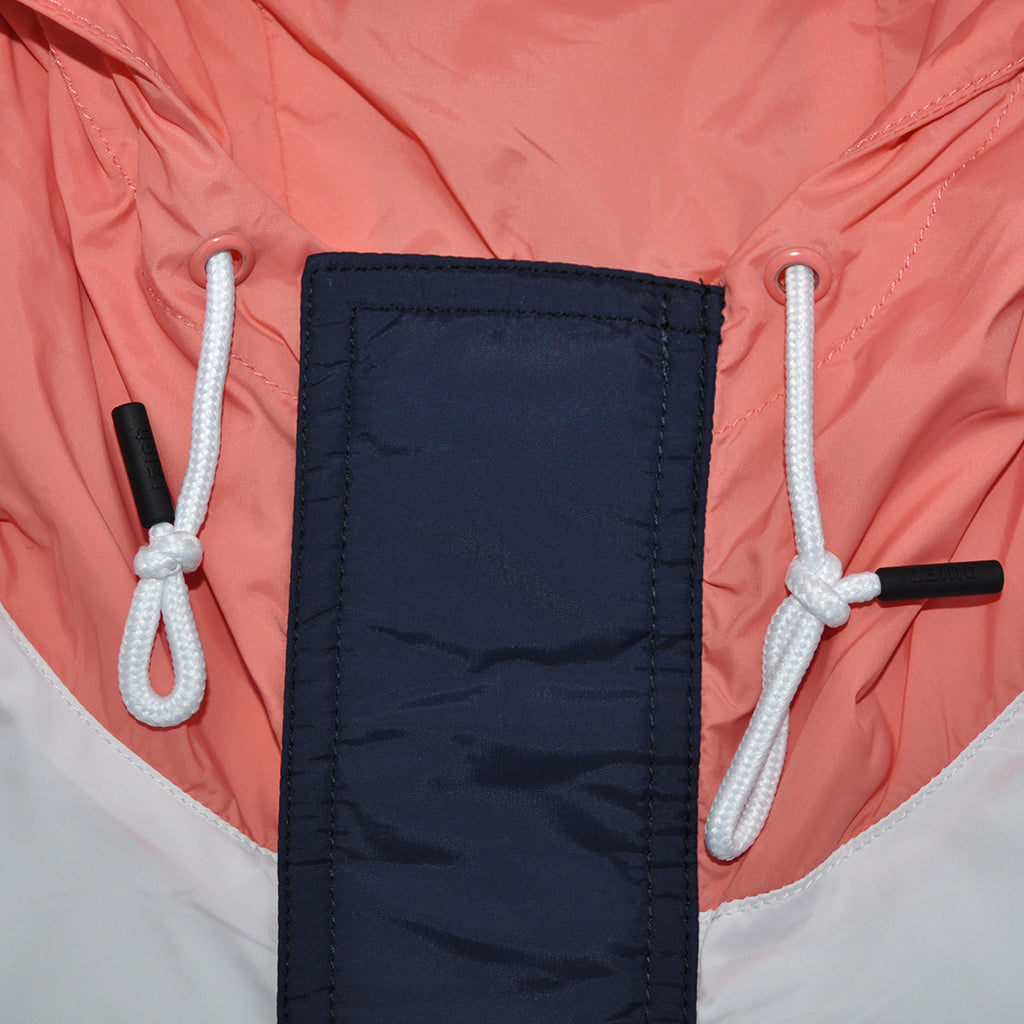 The Quiet Life - Park Men's Windbreaker Jacket, Navy/Coral/White - The Giant Peach