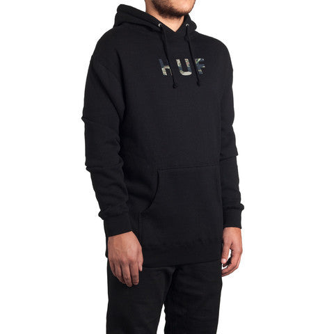 HUF - Original Logo Tiger Camo Pullover Hoodie, Black - The Giant Peach