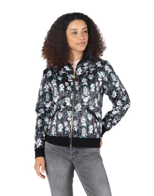 tokidoki - Crystal Palace Women's Satin Bomber Jacket, Black