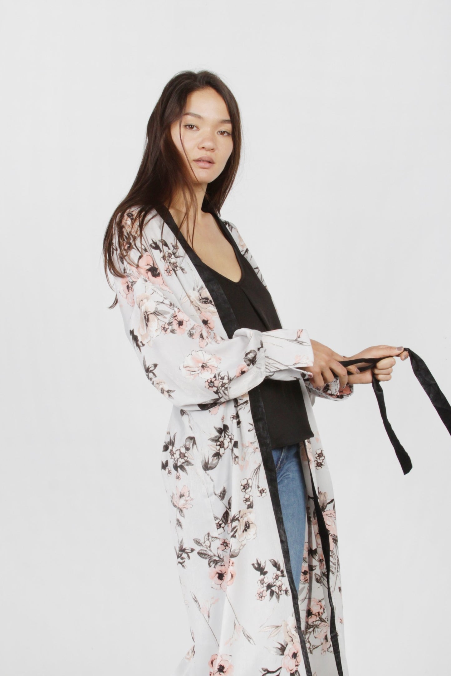 MOD REF - The Rosie Satin Cardigan, Icy Floral