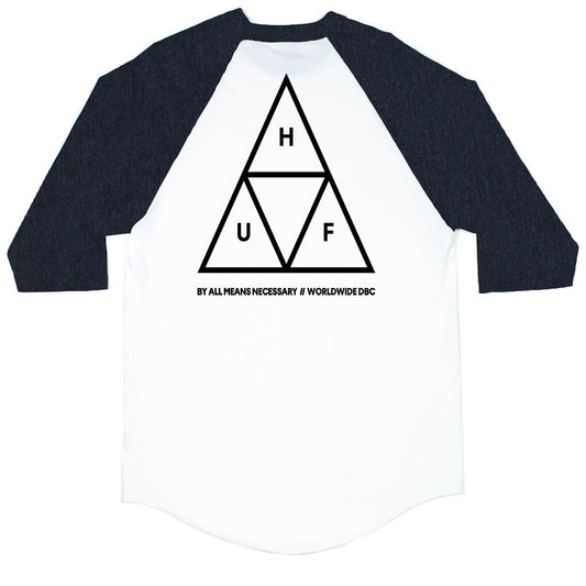 HUF - Triple Triangle Men's Raglan Tee, Charcoal Heather - The Giant Peach