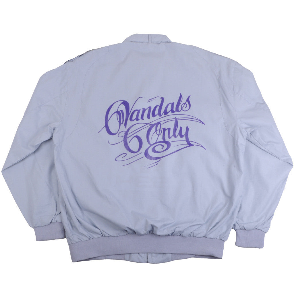 594 - Vandals Only Men's Jacket, Light Grey w/ Purple Print - The Giant Peach