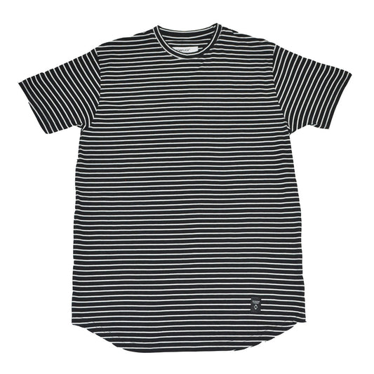Akomplice - White Striped Moan SC Men's Tee, Black - The Giant Peach